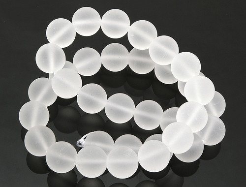 14mm Matte Crystal Round Beads 15.5" synthetic [14a5m]