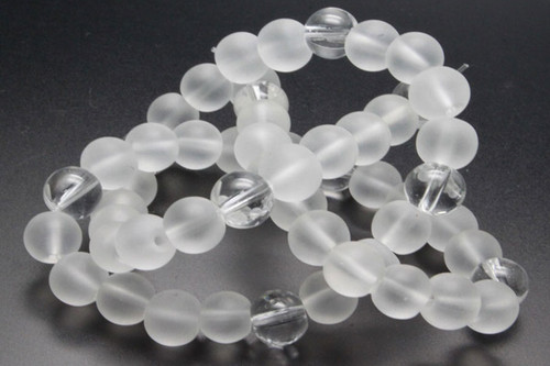 14mm Crystal Polish & Matte Round Beads 15.5" synthetic [14x14]