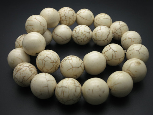 16mm White Turquoise Round Beads 15.5" stabilized [t1w16]