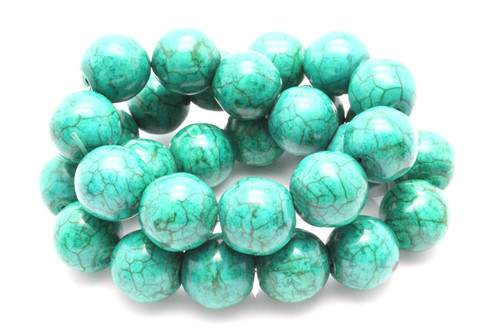 16mm Tibetan Turquoise Round Beads 15.5" stabilized [t1c16]