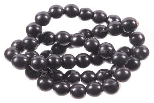 16mm Black Magnesite Round Beads 15.5" [16tk]