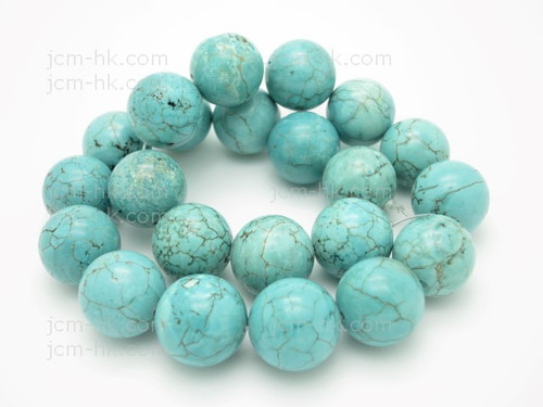 18mm Blue Turquoise Round Beads 15.5" stabilized [t1b18]
