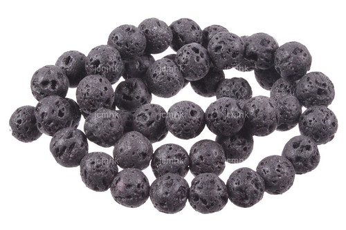 20mm Volcano Black Lava Round Beads 15.5" natural [20d50]