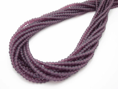 3mm Matte Amethyst Round 100 Beads synthetic [3a6m]