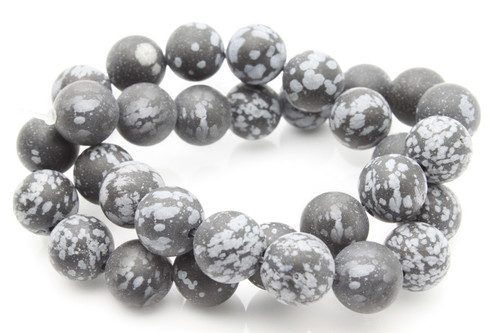 4mm Matte Snowflake Obsidian Round Beads 15.5" natural [4b25m]