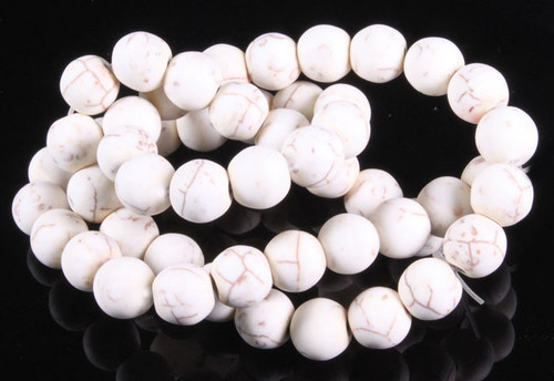 4mm Matte White Turquoise Round Beads 15.5" stabilized [4d23m]