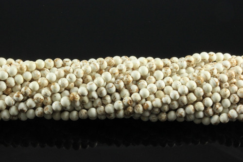4mm White Turquoise Round Beads 15.5" stabilized [4d23]