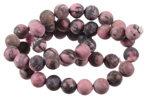 4mm Matte Rhodonite with Matrix Round Beads 15.5" natural [4r14m]