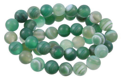 4mm Matte Green Stripe Agate Round Beads 15.5" dyed [4f23m]