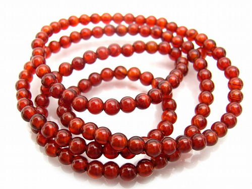 4mm Red Agate Round Beads 15.5" heated [4f10]