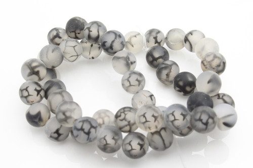 6mm Matte Black Fire Agate Round Beads 15.5" dyed [6f17m]