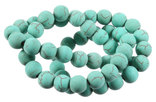 6mm Matte Green Turquoise Round Beads 15.5" stabilized [6d22m]