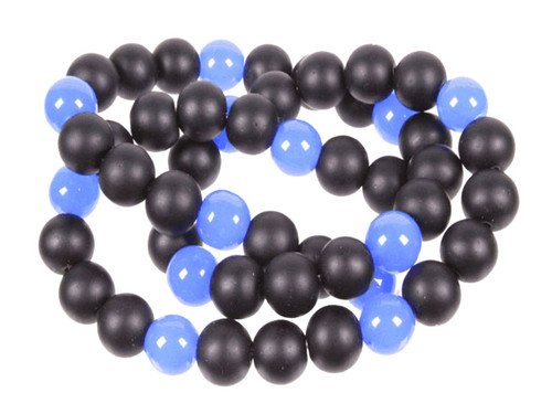 6mm Matte Black Agate & Chalcedony Round Beads 15.5" synthetic [6x34]