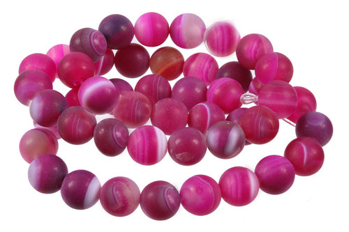 8mm Matte Rose Stripe Agate Round Beads 15.5" dyed [8f21m]