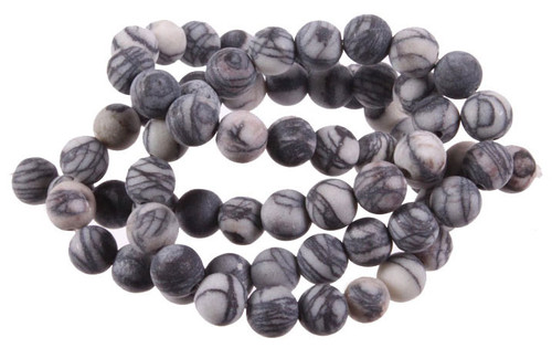 8mm Matte Picasso Agate Round Beads 15.5" natural [8r43m]