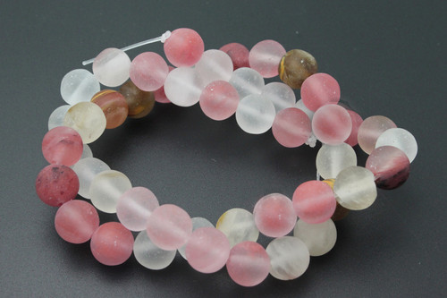 8mm Matte Fire Cherry Quartz Round Beads 15.5" synthetic [8a46m]