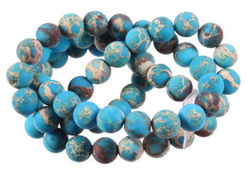 8mm Matte Blue Sea Sediment Round Beads 15.5" dyed [8r55bm]