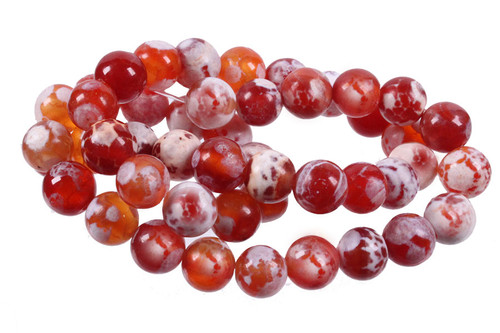 8mm Matte Red Fire Agate Round Beads 15.5" heated [8f30m]