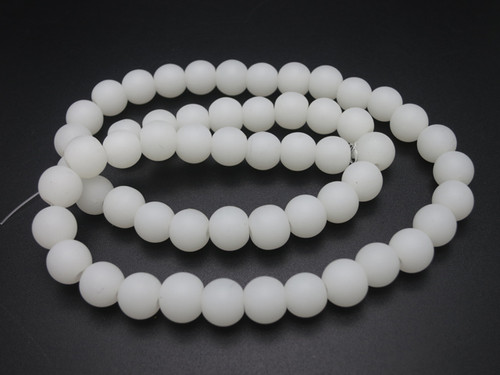 8mm Matte White Quartz Round Beads 15.5" [8a76m]