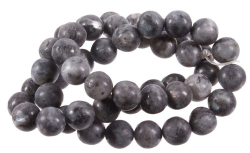 8mm Matte Black Labradorite Round Beads 15.5" natural [8d40m]