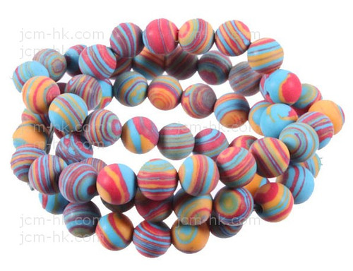 8mm Matte Rainbow Lace Malachite round Beads 15.5" synthetic [8r49xm]