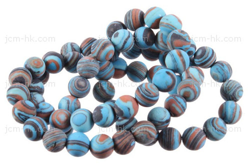 8mm Matte Turquoise Malachite round Beads 15.5" synthetic [8r49tm]