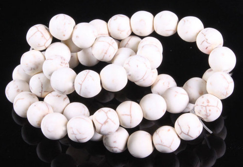 8mm Matte White Turquoise Round Beads 15.5" stabilized [8d23m]