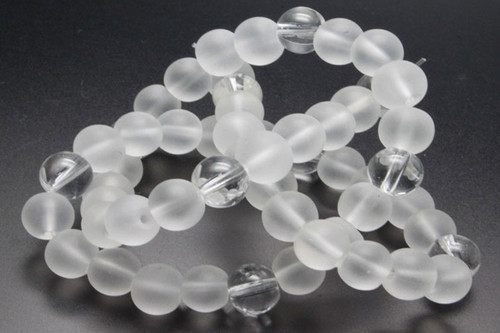 8mm Crystal Polish & Matte Round Beads 15.5" synthetic [8x14]