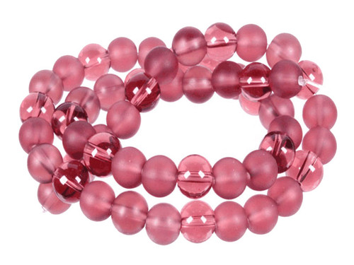 8mm Polish & Matte Amethyst Round Beads 15.5" synthetic [8x26]