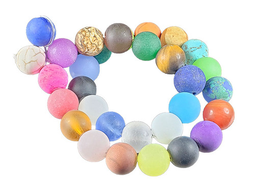 10mm Matte Mix Stones Round Beads 15.5" natural [10x99m]