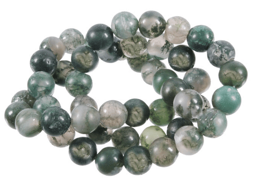10mm Matte Moss Agate Round Beads 15.5" natural [10d3m]