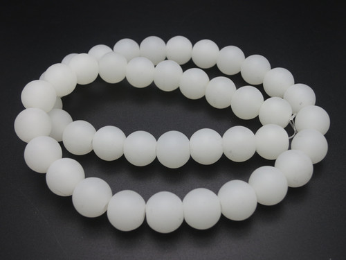 10mm Matte White Quartz Round Beads 15.5" [10a76m]