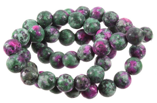 10mm Matte China Ruby Zoisite Round Beads 15.5" dyed [10r1m]