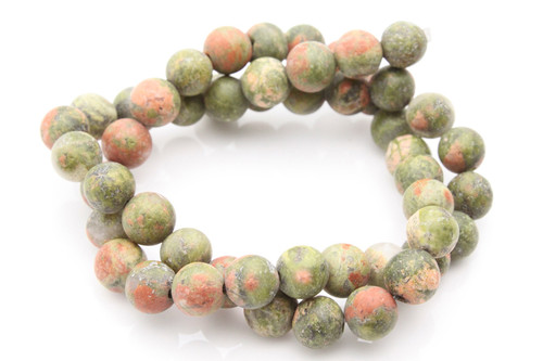 10mm Matte Unakite Round Beads 15.5" natural [10b21m]