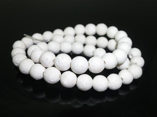 4mm Volcano White Lava Round Beads 15.5" natural [4d54]