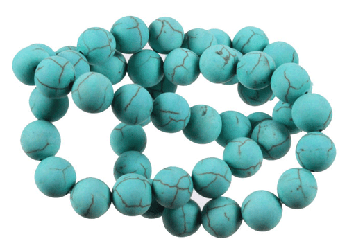 10mm Matte Tibetan Turquoise Round Beads 15.5" stabilized [10c66m]