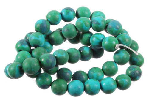 10mm Matte Azurite Chrysocolla Round Beads 15.5" dyed [10d41m]