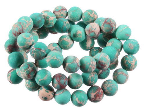 10mm Matte Green Sea Sediment Round Beads 15.5" dyed [10r55gm]