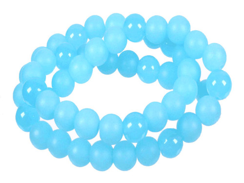 10mm Polish & Matte Aqua Quartz Round Beads 15.5" synthetic [10x30]