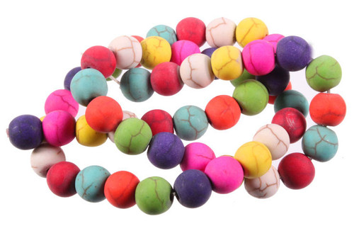 10mm Matte Mix Magnesite Round Beads 15.5" [10txm]