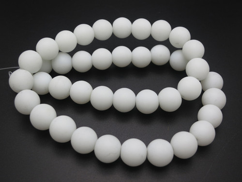 12mm Matte White Quartz Round Beads 15.5" [12b98m]