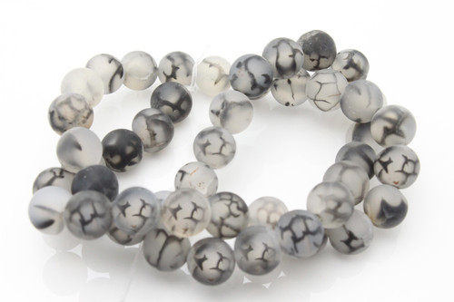 12mm Matte Black Fire Agate Round Beads 15.5" dyed [12f17m]