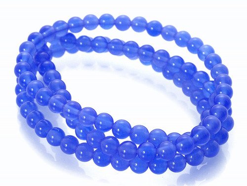 4mm Blue Agate Round Beads 15.5" dyed [4f12]