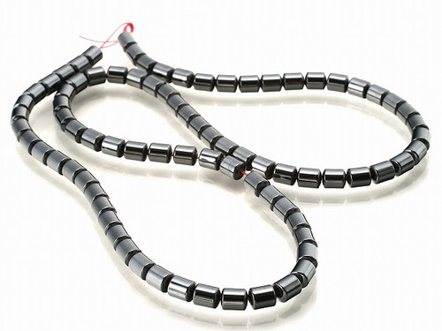 4mm Hematite Tube Beads 15.5" synthetic [h3]