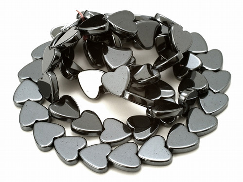 6mm Hematite Heart Beads 15.5" synthetic [h10]