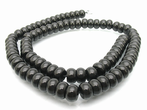 8mm Black Onyx Obsidian Rondelle Beads 15.5" [u90]
