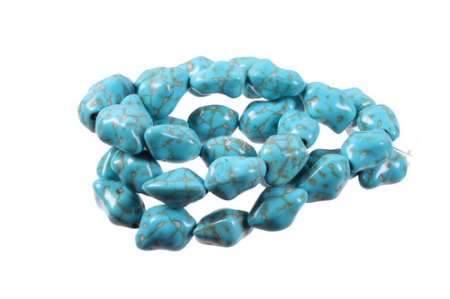 10-12mm Turquoise Nugget Beads 15.5" stabilized [t9b12]