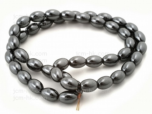 6x8mm Hematite Rice Beads 15.5" synthetic [h21]