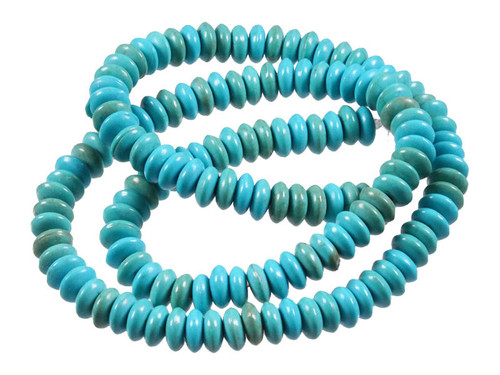 6mm Blue Turquoise Rondelle Beads 15.5" stabilized [t3b6]