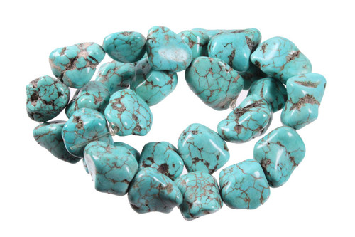 14-16mm Turquoise Nugget Beads 15.5" stabilized [t9b16]